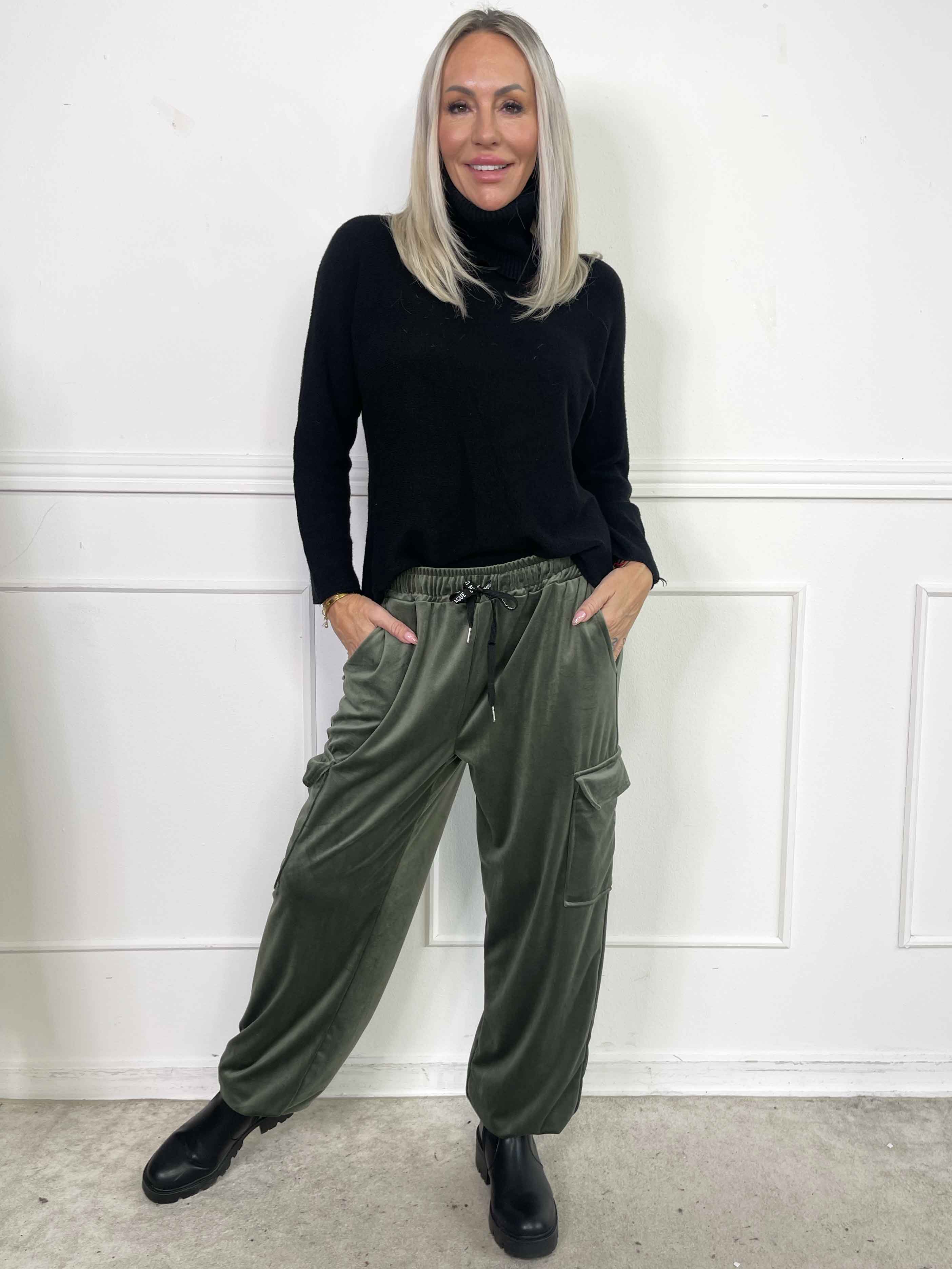 Pippa - Mjuka cargobyxor i velour